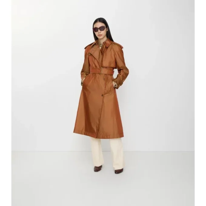 Trench Coat largo de mezcla de nailon