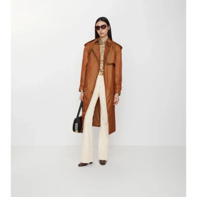 Trench Coat largo de mezcla de nailon