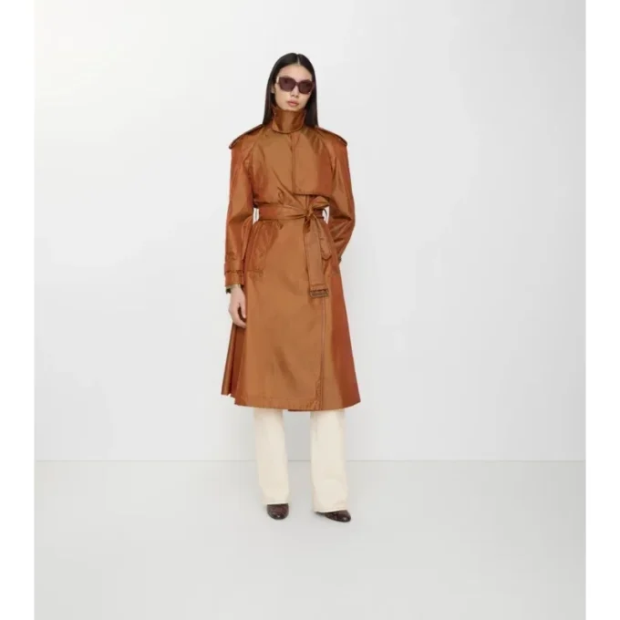 Trench Coat largo de mezcla de nailon