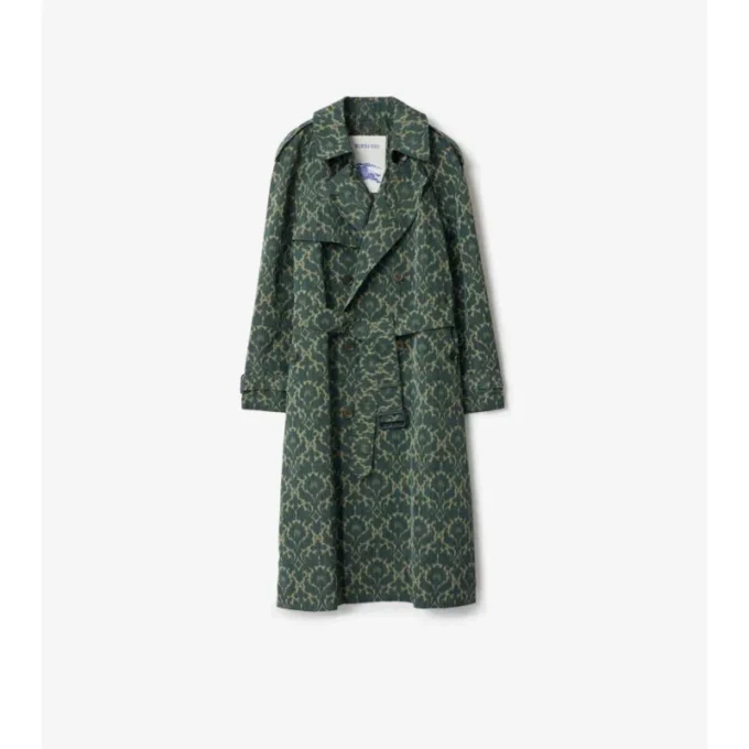 Trench Coat largo de mezcla de viscosa de estilo barroco