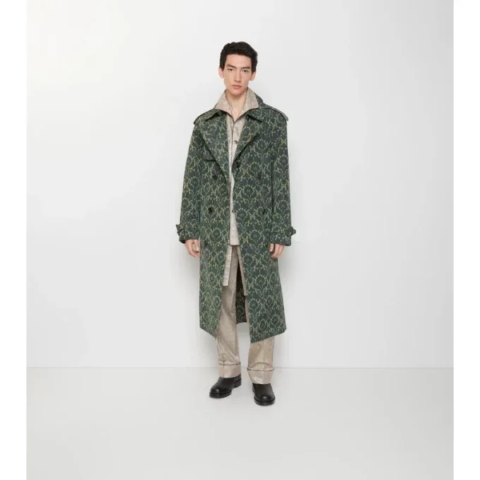 Trench Coat largo de mezcla de viscosa de estilo barroco
