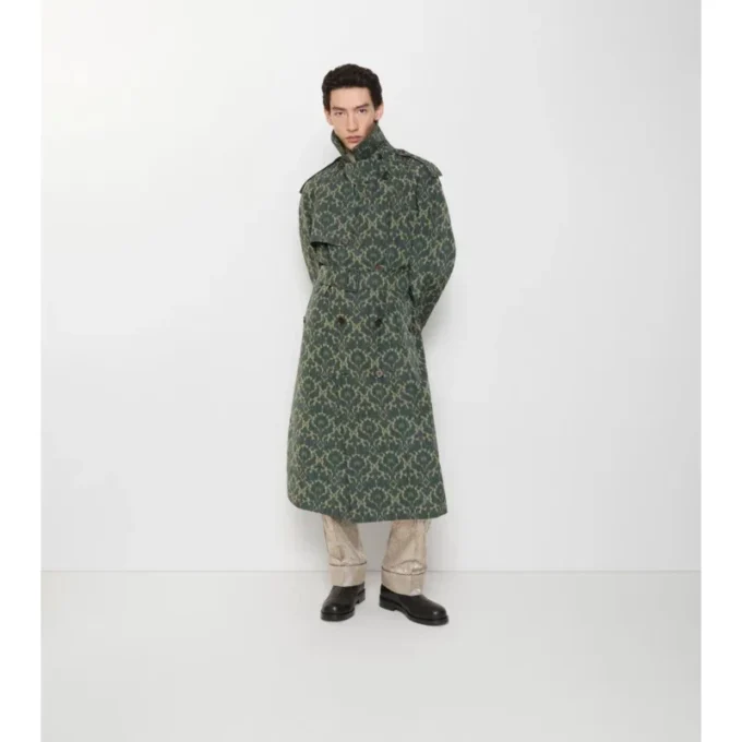 Trench Coat largo de mezcla de viscosa de estilo barroco