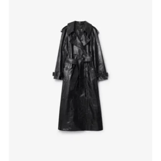 Trench Coat largo de piel repujada