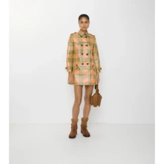 Trench Coat Summerside corto con efecto rafia y revestimiento de cuadros