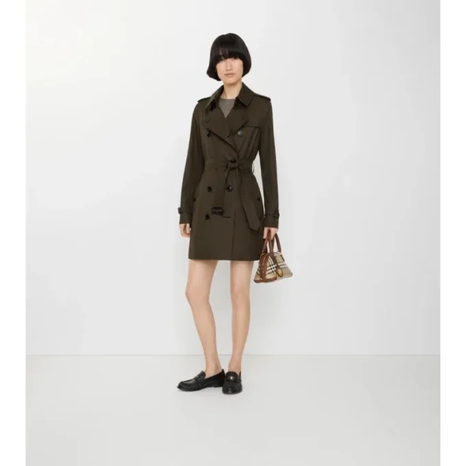 Tropical Gabardine Kensington corta de Gabardine Trench Coat