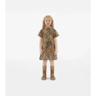 Vestido camisero de algodón con estampado de cuadros