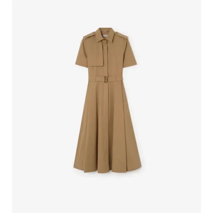 Vestido camisero de popelín de algodón