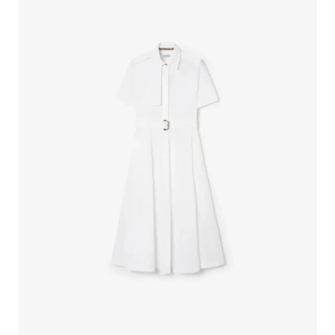Vestido camisero de popelín de algodón