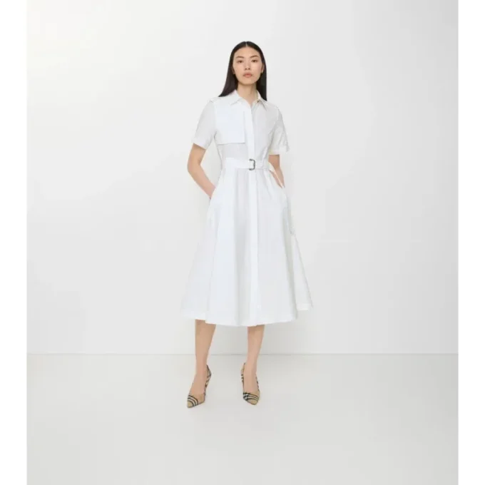 Vestido camisero de popelín de algodón