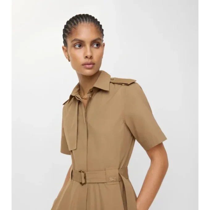 Vestido camisero de popelín de algodón