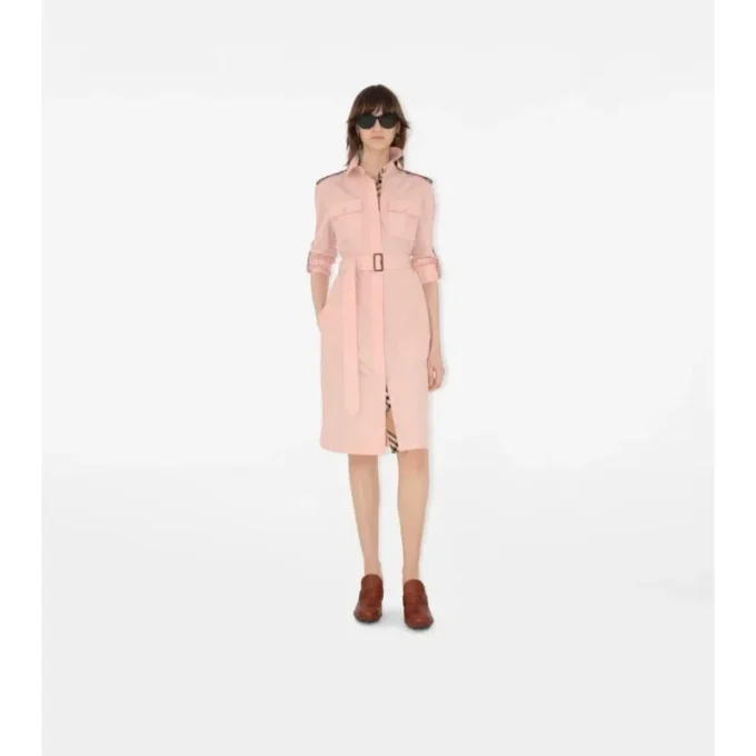 Vestido camisero de popelín de algodón