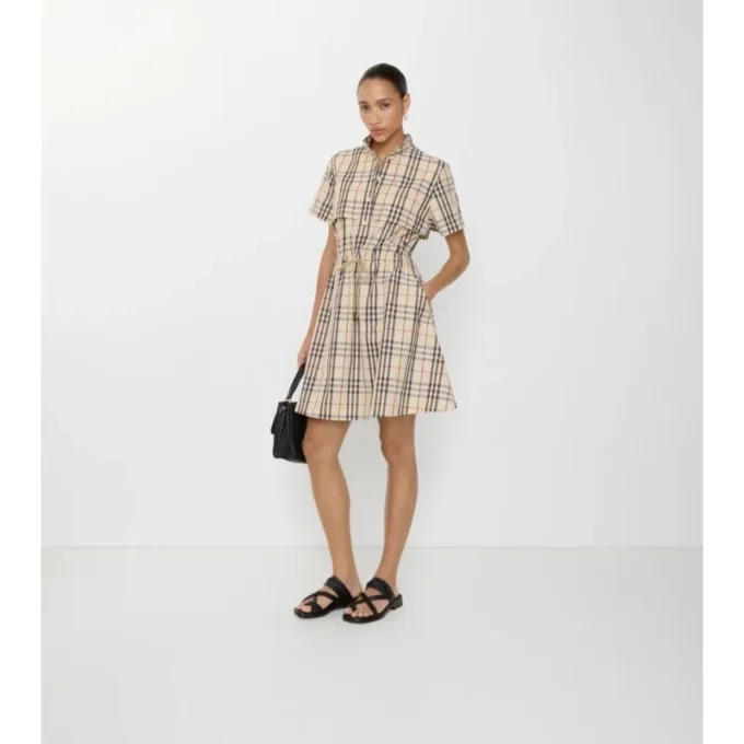 Vestido de algodón con estampado de cuadros