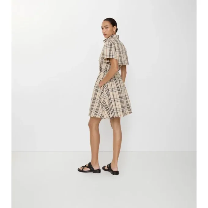 Vestido de algodón con estampado de cuadros