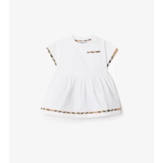 Vestido de algodón con ribetes de cuadros y bombachos