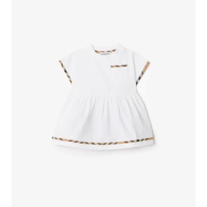 Vestido de algodón con ribetes de cuadros y bombachos