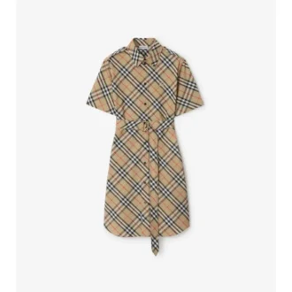 Vestido de camisa de algodón a cuadros