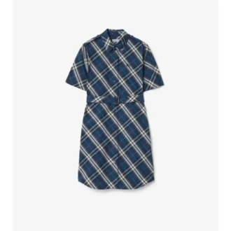 Vestido de camisa de algodón a cuadros