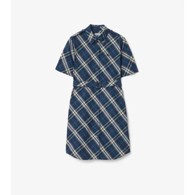 Vestido de camisa de algodón a cuadros