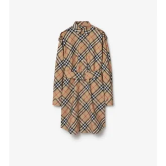 Vestido de camisa de algodón a cuadros
