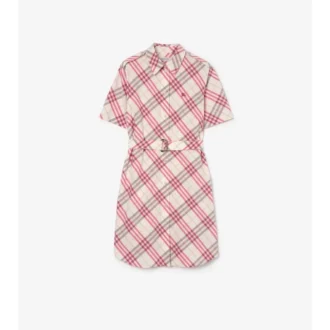 Vestido de camisa de algodón a cuadros