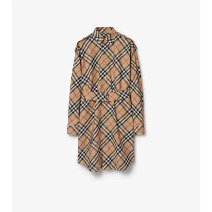 Vestido de camisa de algodón a cuadros