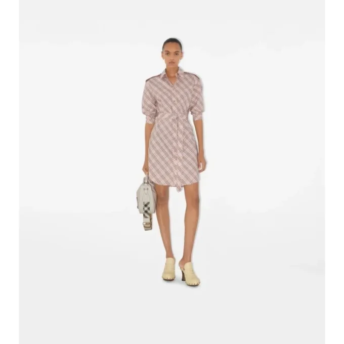 Vestido de camisa de algodón a cuadros