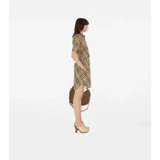 Vestido de camisa de algodón a cuadros