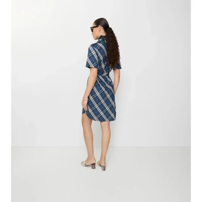 Vestido de camisa de algodón a cuadros