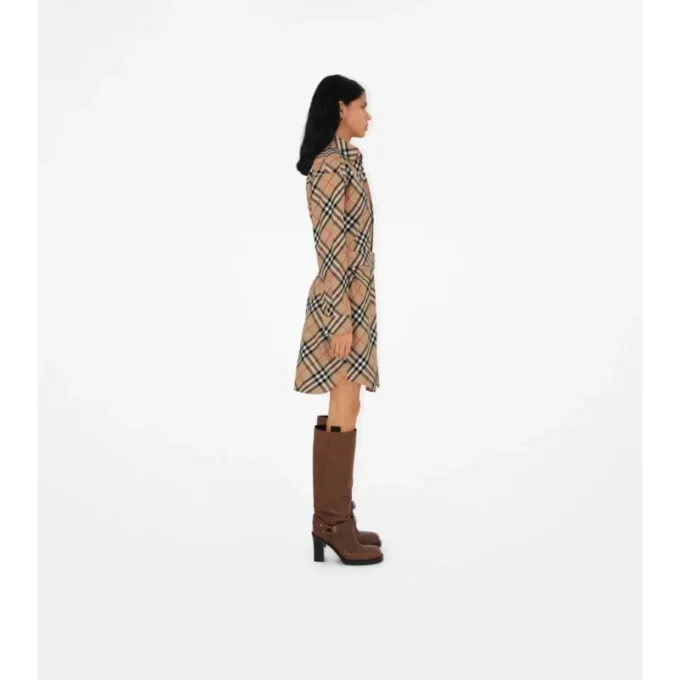 Vestido de camisa de algodón a cuadros