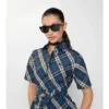 Vestido de camisa de algodón a cuadros