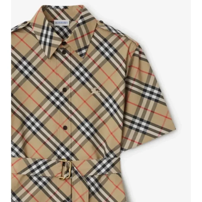 Vestido de camisa de algodón a cuadros