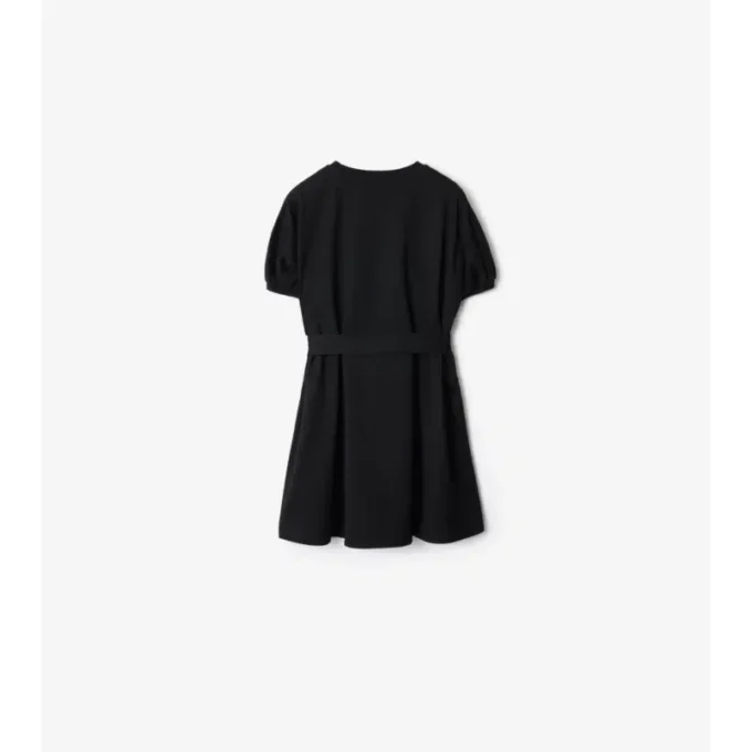 Vestido de camiseta de algodón con ribetes a cuadros