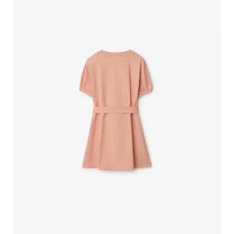 Vestido de camiseta de algodón con ribetes a cuadros