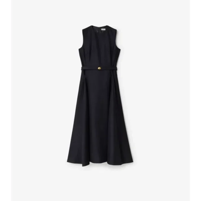 Vestido de lana a cuadros con cinturón