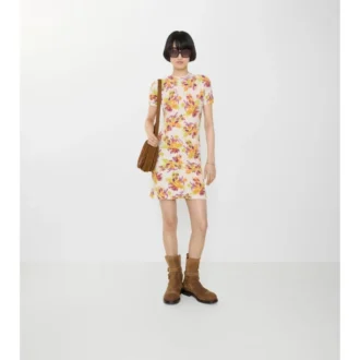 Vestido de mezcla de algodón con estampado floral