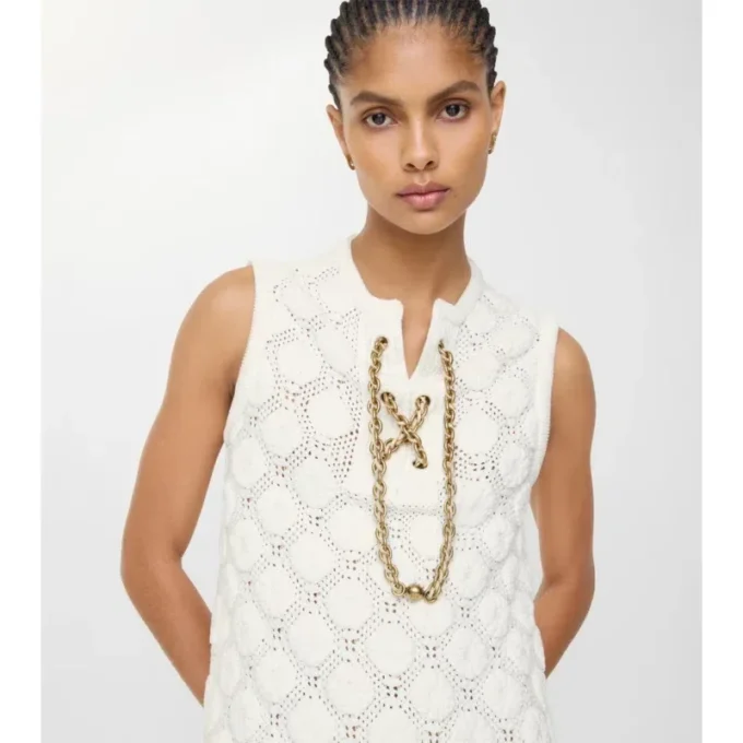 Vestido de mezcla de algodón de ganchillo