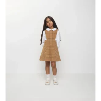 Vestido de pana con estampado de cuadros