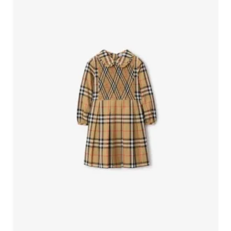 Vestido de popelín de algodón con estampado de cuadros