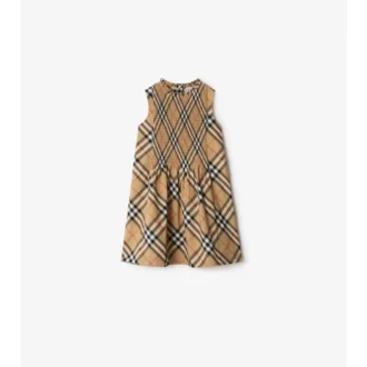 Vestido de popelín de algodón con estampado de cuadros