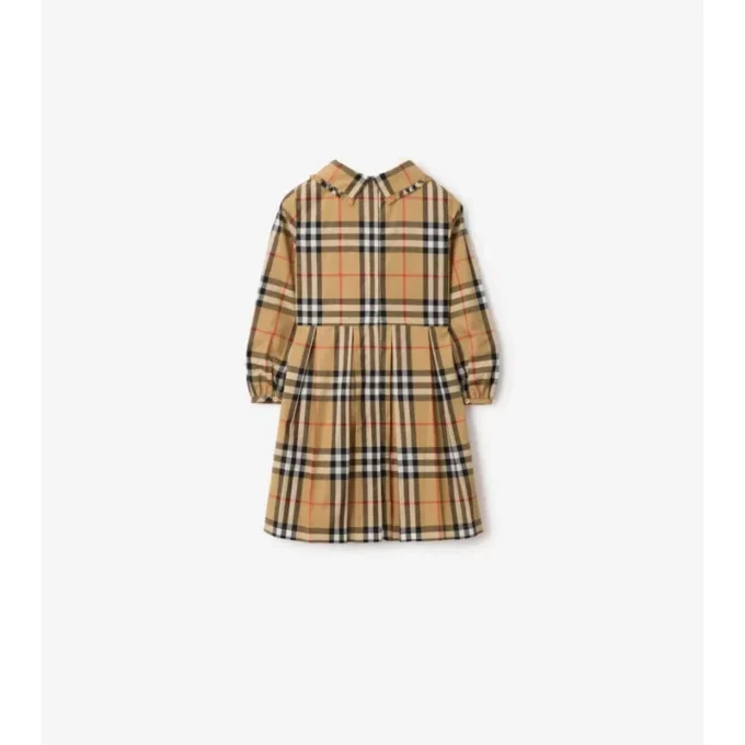 Vestido de popelín de algodón con estampado de cuadros