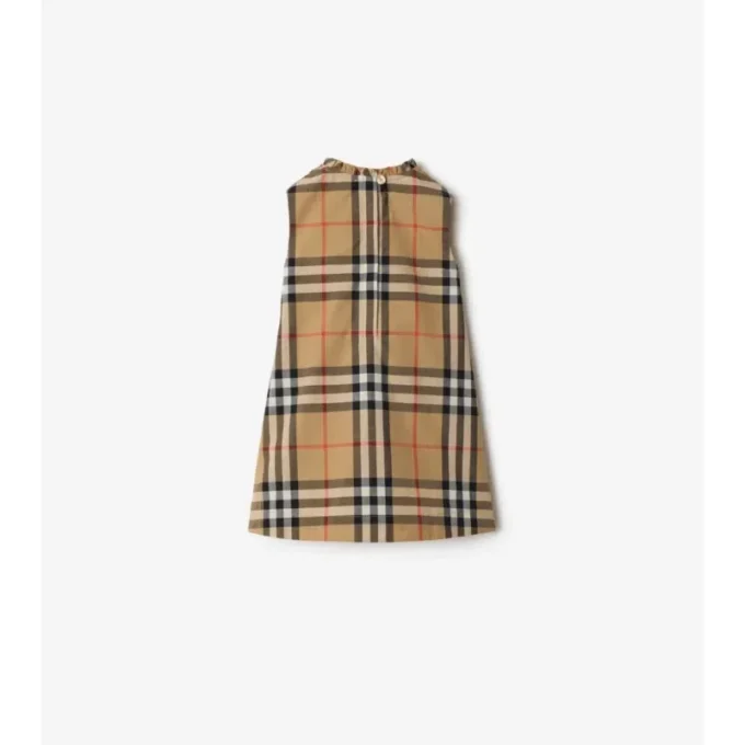 Vestido de popelín de algodón con estampado de cuadros