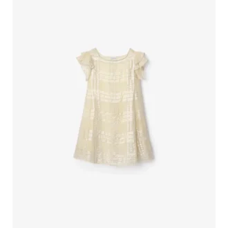 Vestido de seda con estampado de cuadros metalizados