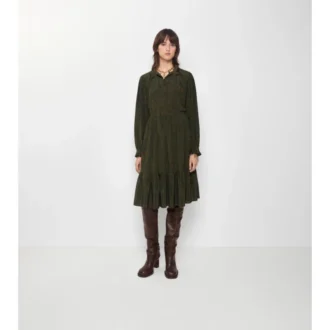 Vestido de seda con estampado de follaje