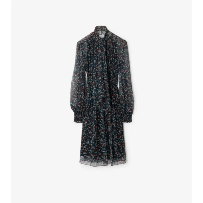 Vestido de seda con estampado floral pequeño