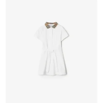 Vestido polo de algodón con cuello a cuadros