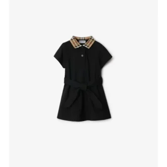 Vestido polo de algodón con cuello a cuadros