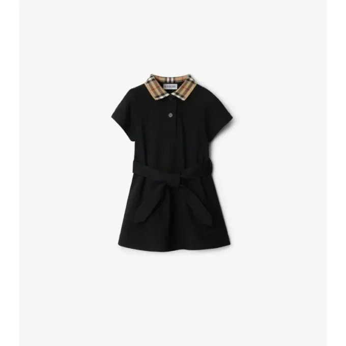 Vestido polo de algodón con cuello a cuadros
