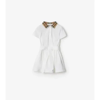 Vestido polo de algodón con cuello a cuadros
