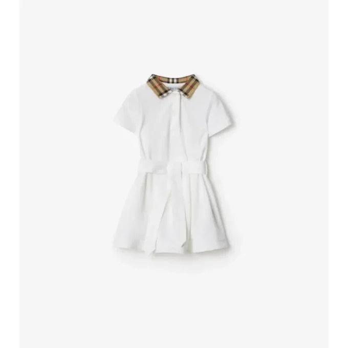 Vestido polo de algodón con cuello a cuadros