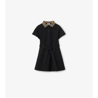Vestido polo de algodón con cuello a cuadros